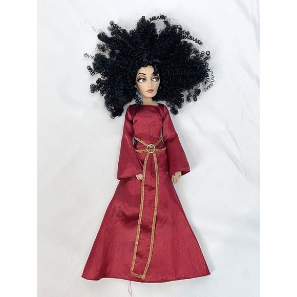 Disney Tangled Mother Gothel Doll Red Dress Jointed 12” Villian Posable FLAWS